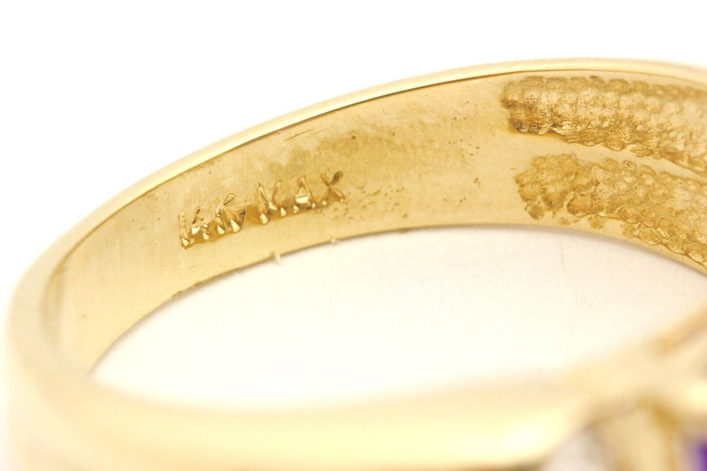 14k yellow gold 2.25ct purple amethyst 0.18ctw diamond ring band size 6.5 4.34g