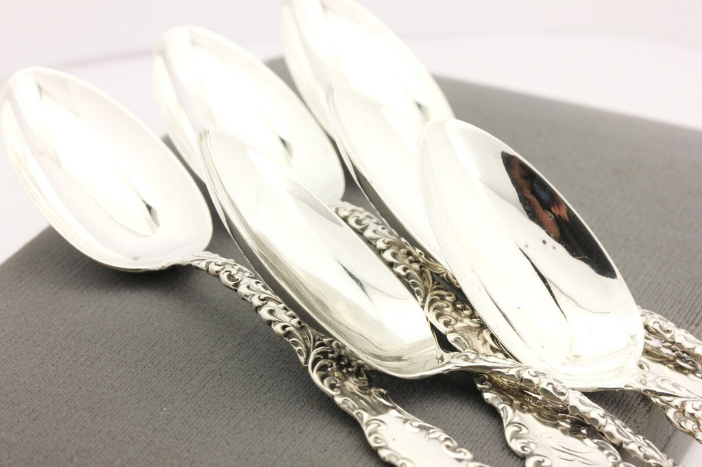 RW&S sterling silver spoons monogram B 6 count 5.5 inch 103.7g vintage estate