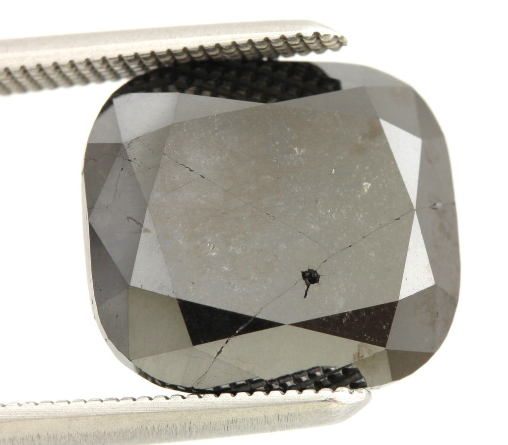 Loose black treated diamond 7.69 carat cushion irradiated 1.42x10.40x6.88mm NEW