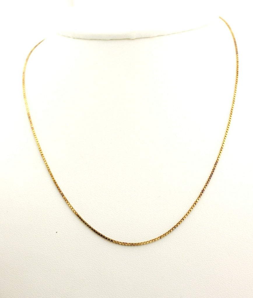 925 vermeil sterling silver box chain necklace Italy 16 inch 1mm 2.2g estate