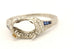 platinum diamond blue sapphire semimount engagement ring size 4.75 2.67g vintage