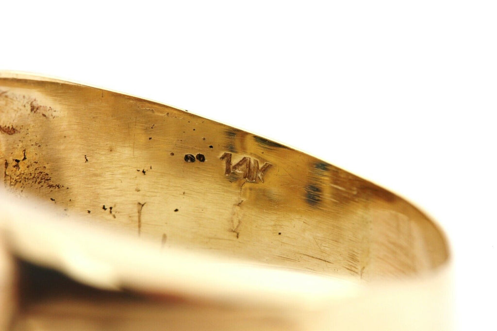 14k yellow gold oval green tourmaline blue sapphire diamond ring size 13 14.2g