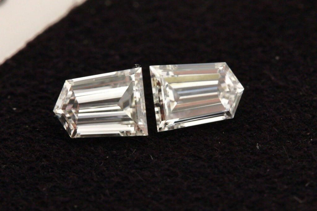 loose natural diamond 0.33ctw matched pair bullet step cuts E VVS2 4x3x1.5mm new