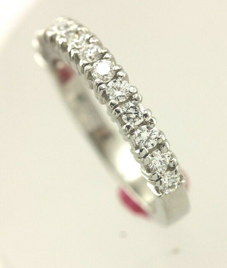 Platinum .49ctw 2.10mm round diamond wedding band ring size 6.5 estate 6.06 gr