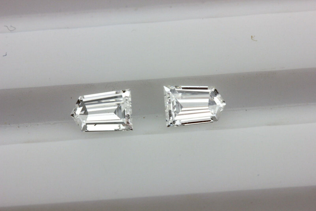 loose natural diamond 0.33ctw matched pair bullet step cuts E VVS2 4x3x1.5mm new