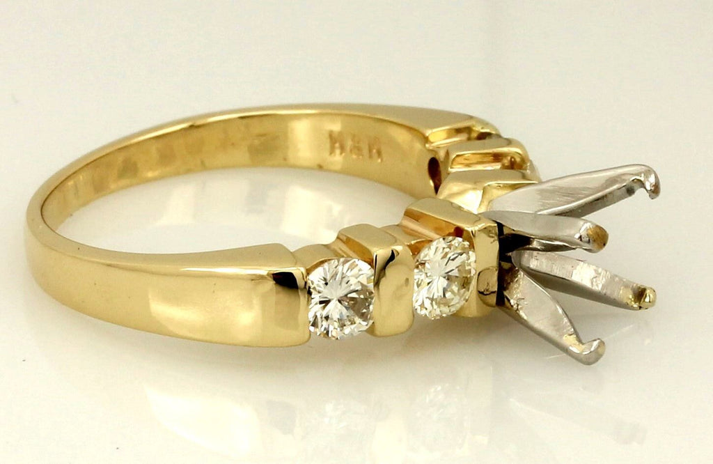 14k yellow gold engagement ring semimount 0.62ctw round diamond 6.5mm M&M estate