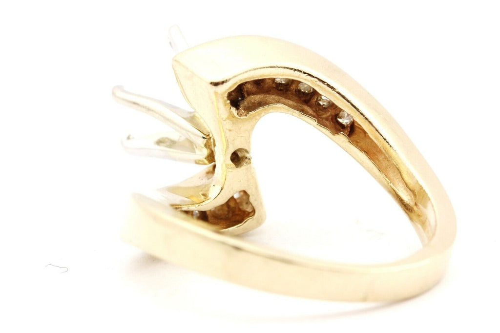 14k yellow gold twist 8mm 2ct diamond bypass ring setting semimount 5.17g estate