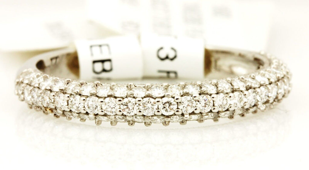 Platinum diamond 0.63ctw three row anniversary wedding band sz 6 2.93g NEW