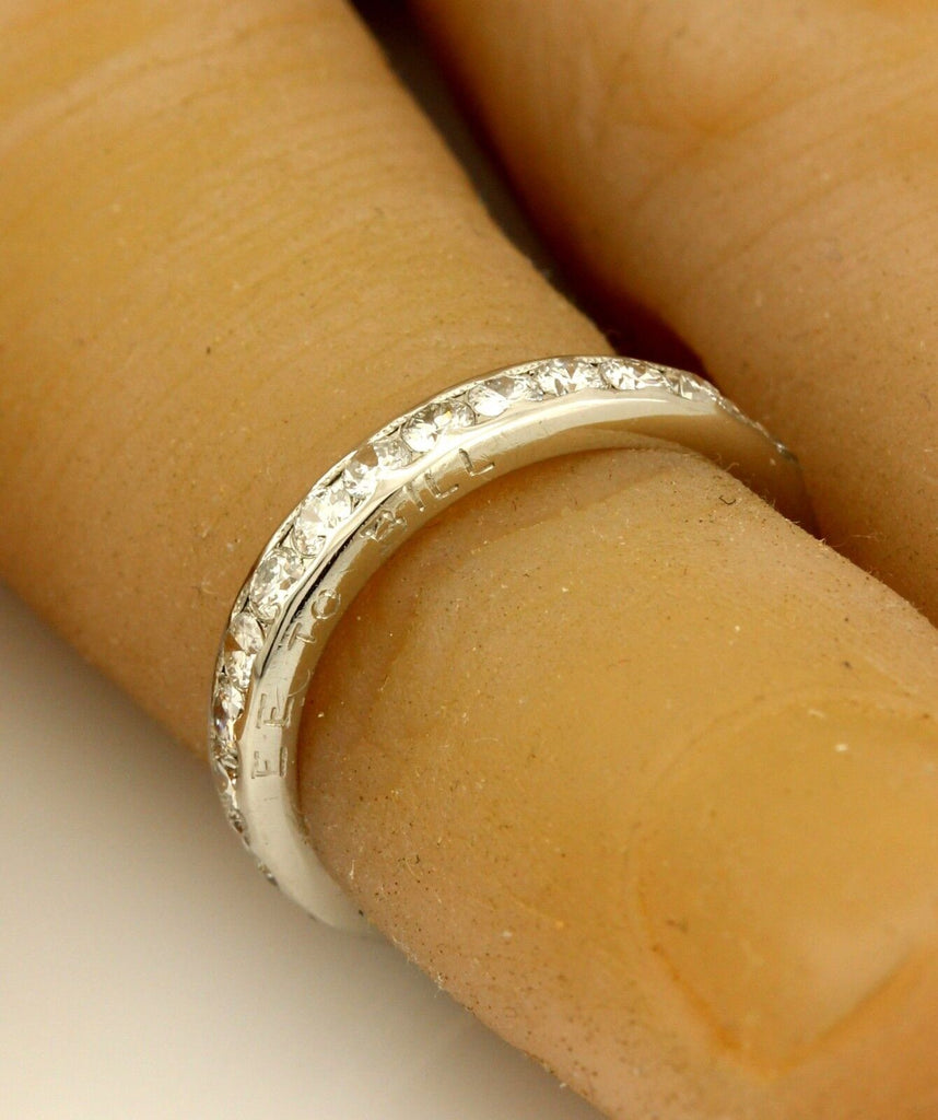Platinum .81ctw round diamond eternity wedding band sz 4.25 ring vintage estate