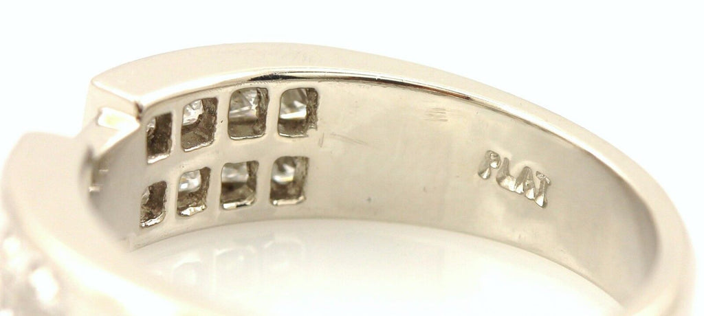 Platinum 0.83ctw princess diamond invisible set engagement ring semi mount NEW