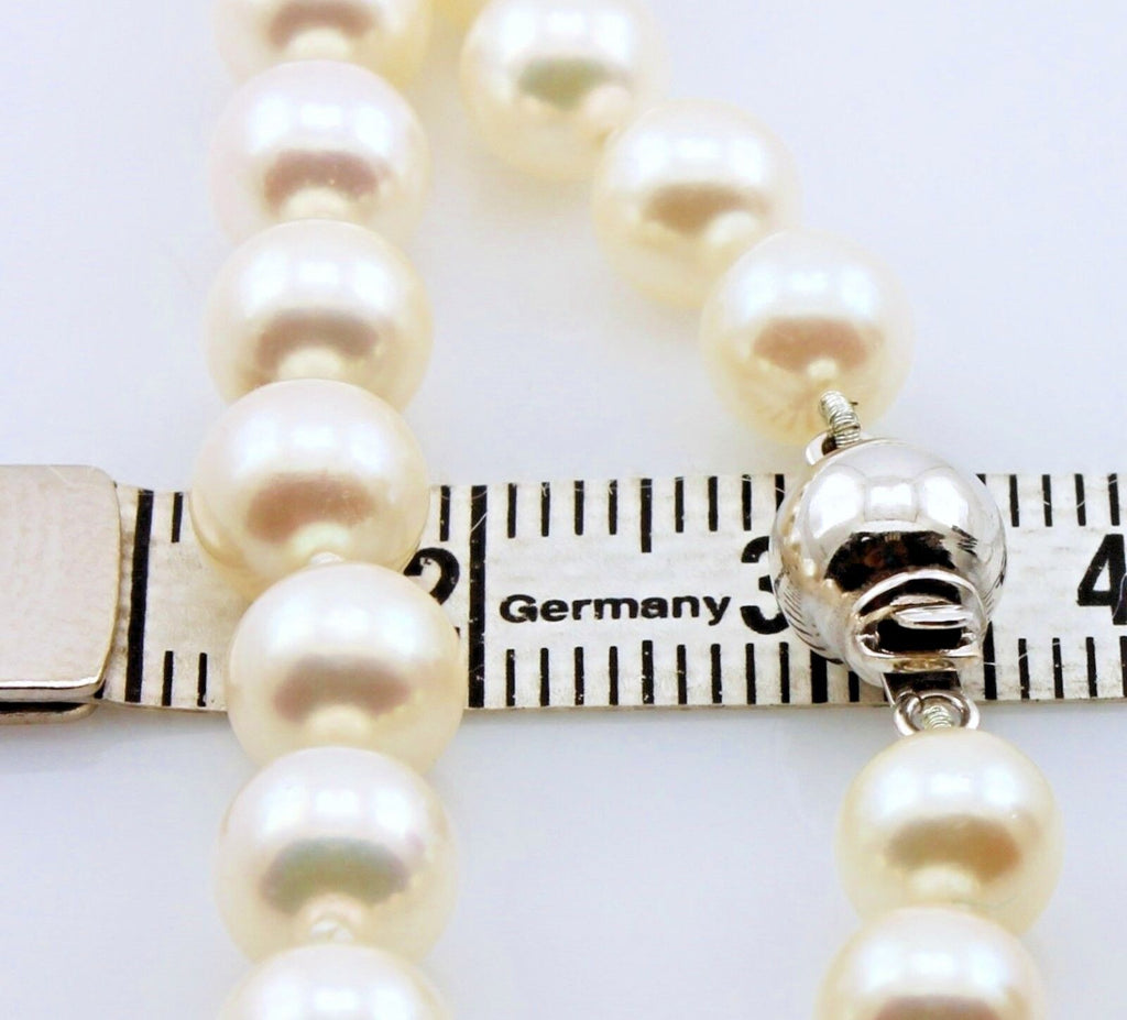 14k white gold 18" 5.5-7mm round Akoya cultured pearl strand necklace estate