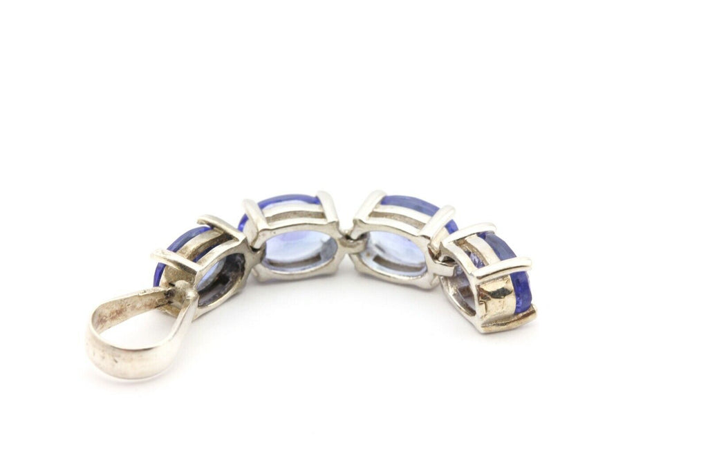 sterling silver 3.20ctw tanzanite dangle pendant 1.5 inch 2.42g estate vintage