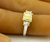 GIA fancy 1.59ct yellow radiant diamond  trapezoid 18kwg 3 stone engagement ring