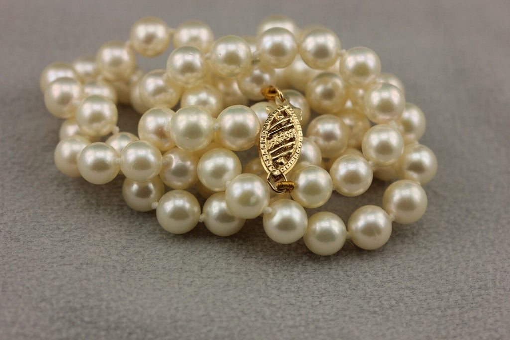 14k yellow gold 18 inch 5.5-6mm round cultured pearl strand necklace Chinese NEW