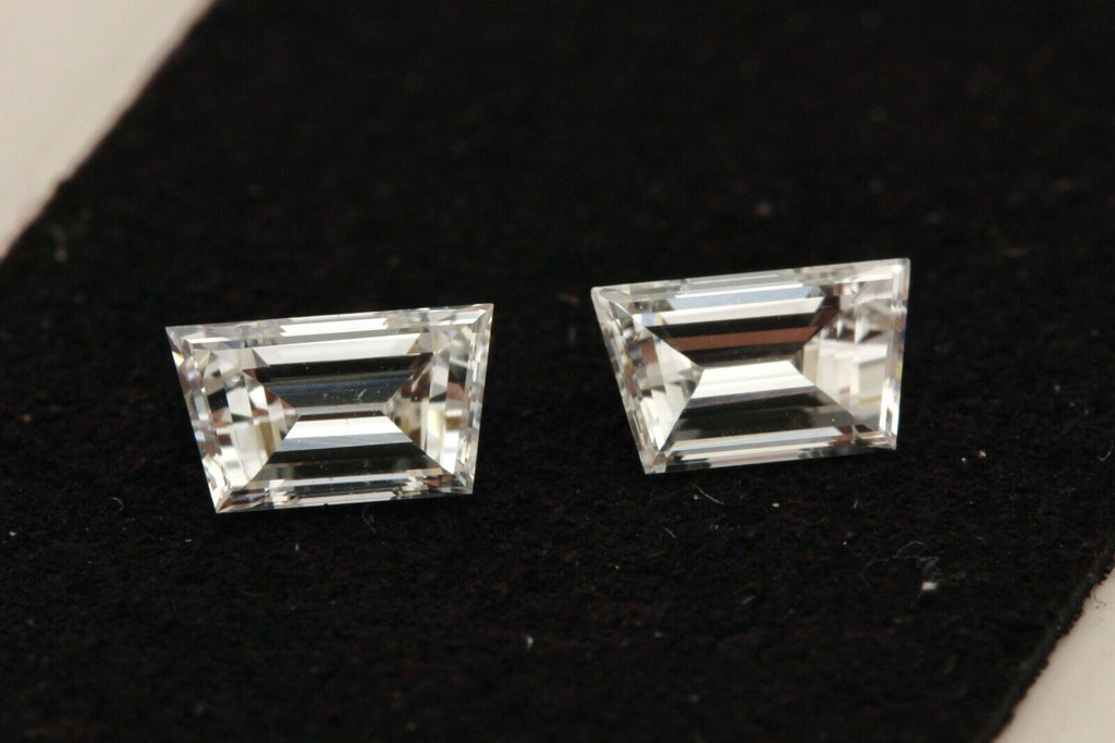 loose matched pair natural diamonds 0.52ctw trapezoid steps F-G VVS2 5.2x3.0mm