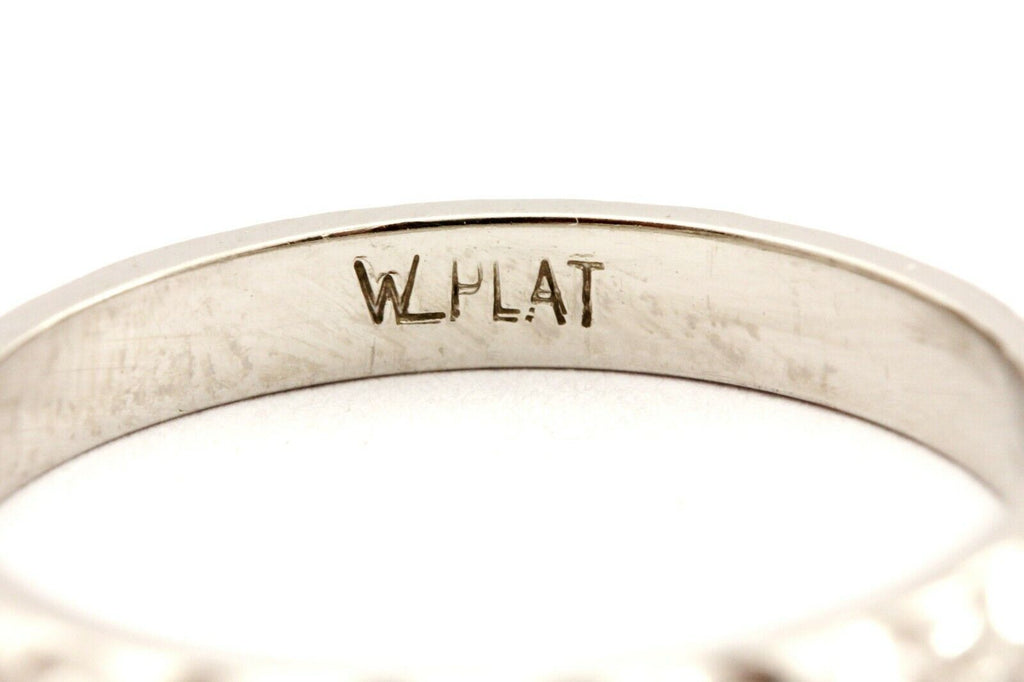 platinum flower wedding band ring size 5 2.5mm 3.41g engraved all around new
