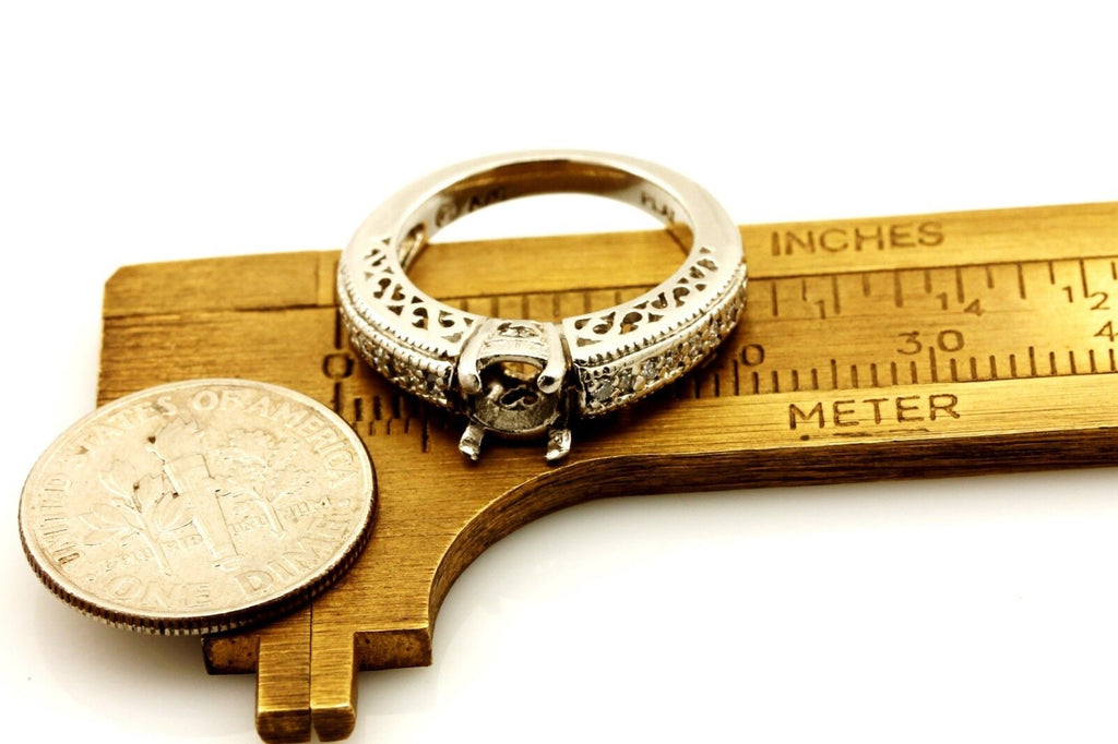 platinum 5.3mm round 0.55ct semi mount diamond engagement ring 0.15ctw band sz 4