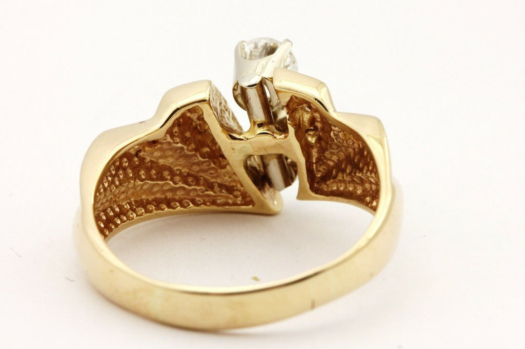 14k yellow gold 0.83ctw round white diamond vintage ring band estate 6.9g sz9.75