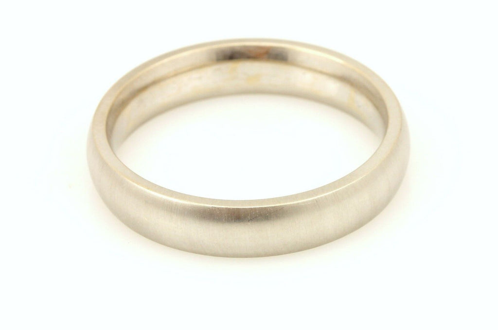 14k white gold Men's 5mm satin low dome wedding band size 11 comfort fit 8.37g
