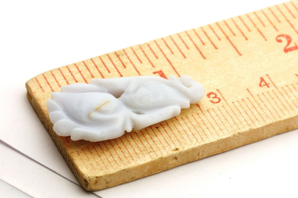 blue chalcedony carving pendant fruit peach strawberries 10.11ct 29x14x5mm