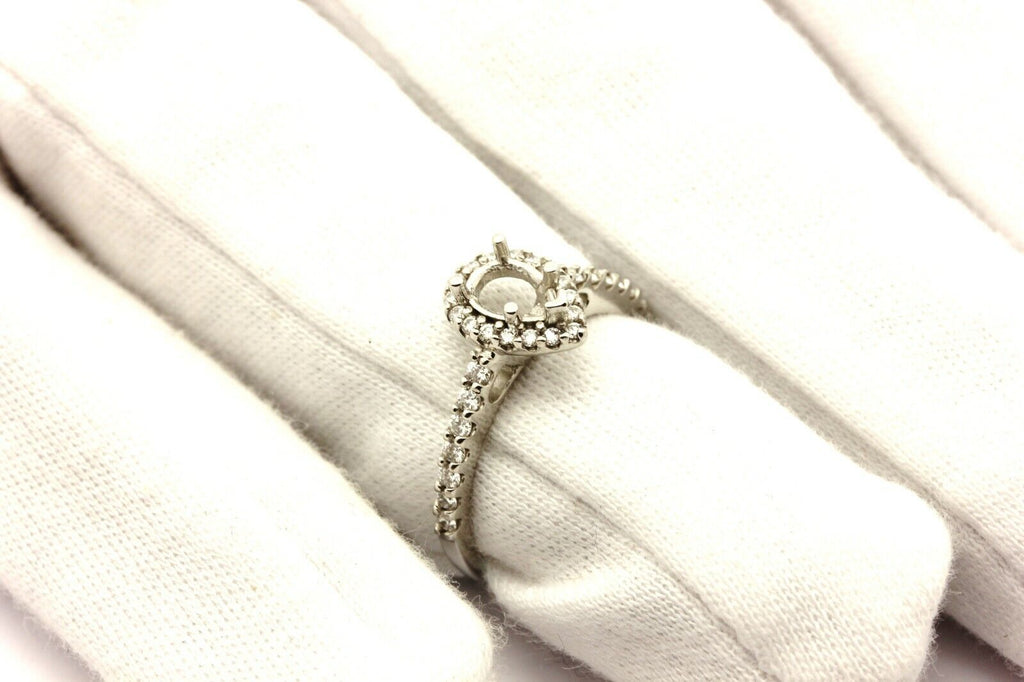 platinum 4.53g engagement ring semi mount 7x5mm pear center 0.35ctw accents halo