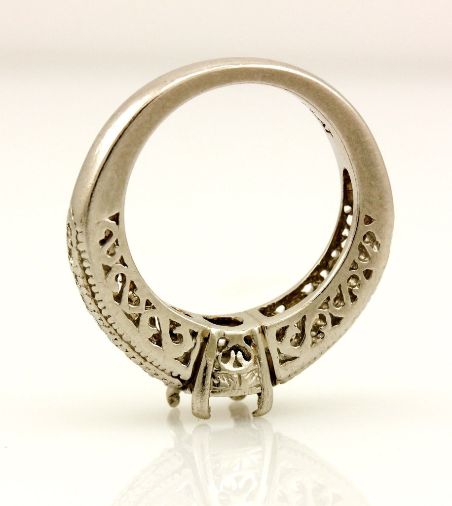 platinum 5.3mm round 0.55ct semi mount diamond engagement ring 0.15ctw band sz 4