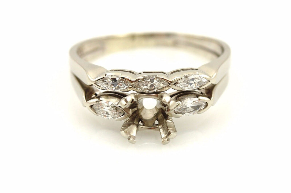 14kw gold marquise diamond bridal set engagement ring semimount wedding band