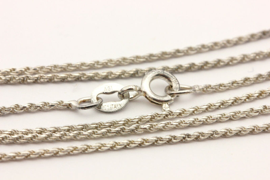 AGI ITALY 925 sterling silver rope chain necklace 20 inch 1.1mm 2.4g spring ring