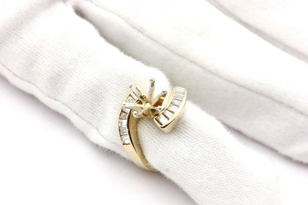 14k yellow gold twist 8mm 2ct diamond bypass ring setting semimount 5.17g estate