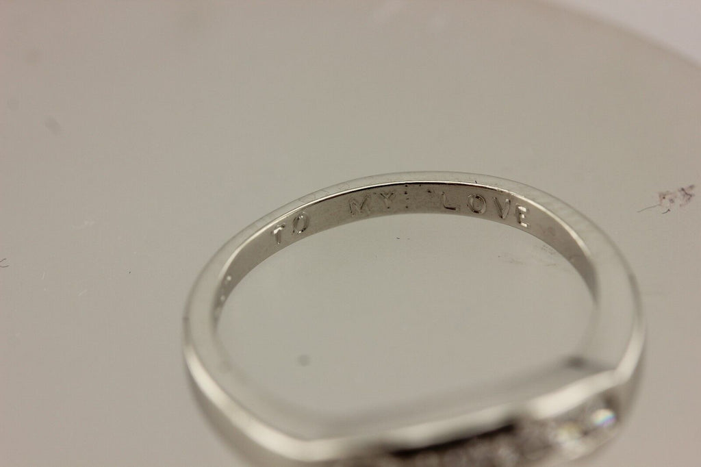 Platinum .36ctw round white diamond notched tracer wedding band ring sz 6.5