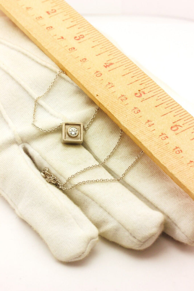 14k white gold diamond 0.20ct F VS2 necklace ITALY 13.5 inch rolo chain 4.40g