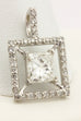 14k white gold GIA 1.01ct princess diamond 0.35ctw square halo box pendant 1.6g