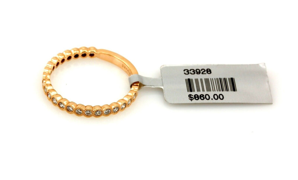 Stackable 0.34ctw round diamond band ring 14k rose, pink gold size 6.5 new 1.7g