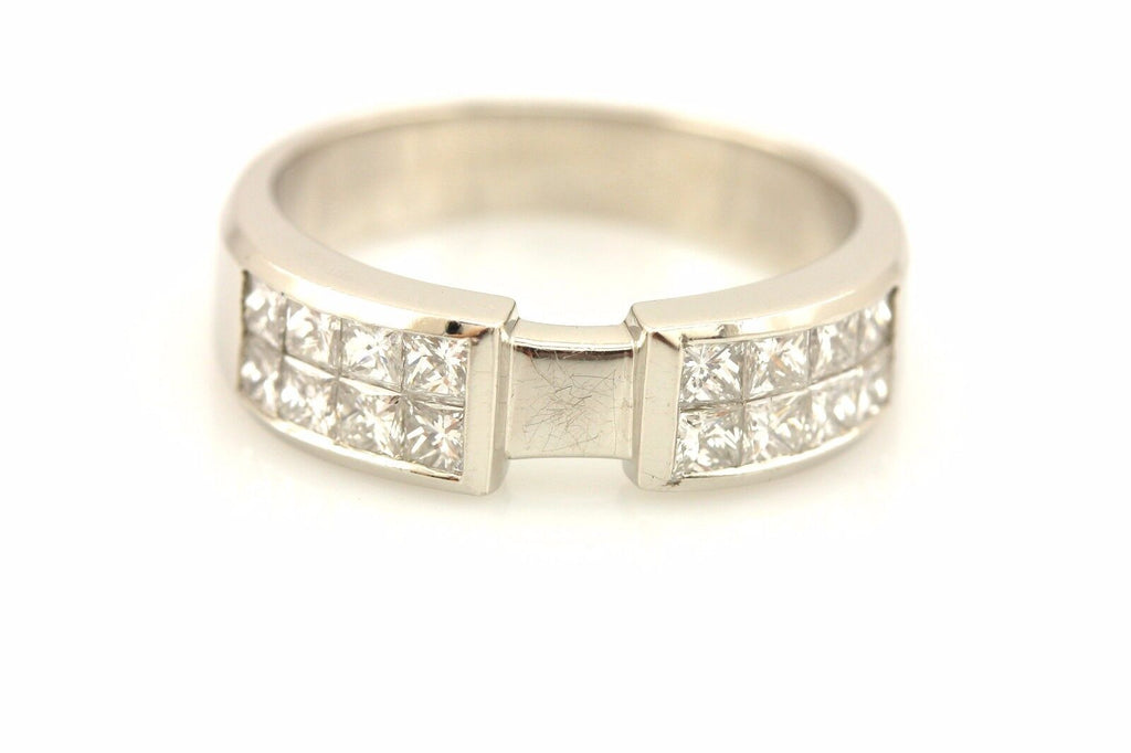 Platinum 0.83ctw princess diamond invisible set engagement ring semi mount NEW