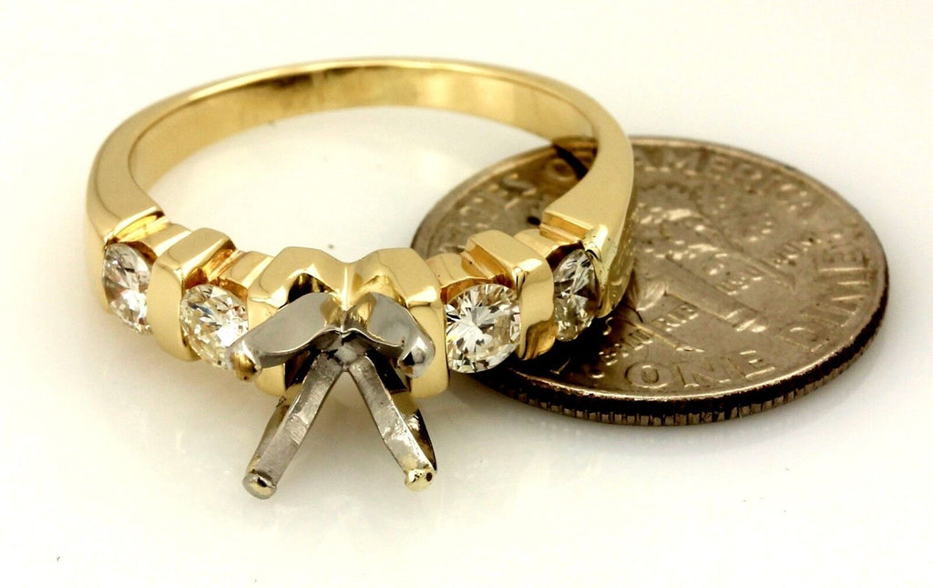 14k yellow gold engagement ring semimount 0.62ctw round diamond 6.5mm M&M estate