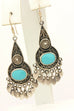 925 sterling silver turquoise hook earrings drop dangle 2.75 inch 5.8g vintage