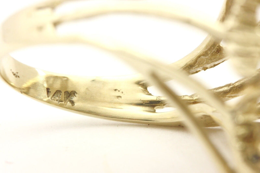 14k yellow gold cocktail lear ring diamond sapphire chyrsoprase size 6 7.39g