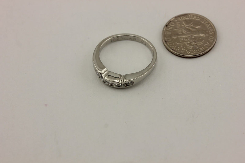 Platinum .36ctw round white diamond notched tracer wedding band ring sz 6.5