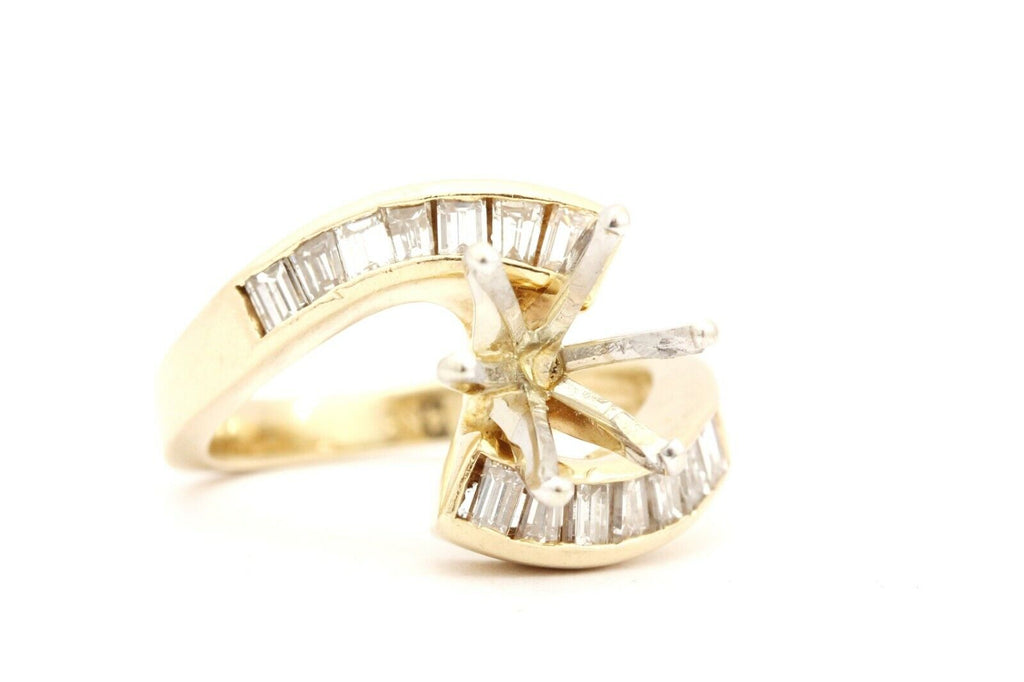 14k yellow gold twist 8mm 2ct diamond bypass ring setting semimount 5.17g estate