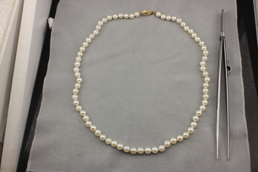 14k yellow gold 18 inch 5.5-6mm Chinese round cultured pearl strand necklace NEW