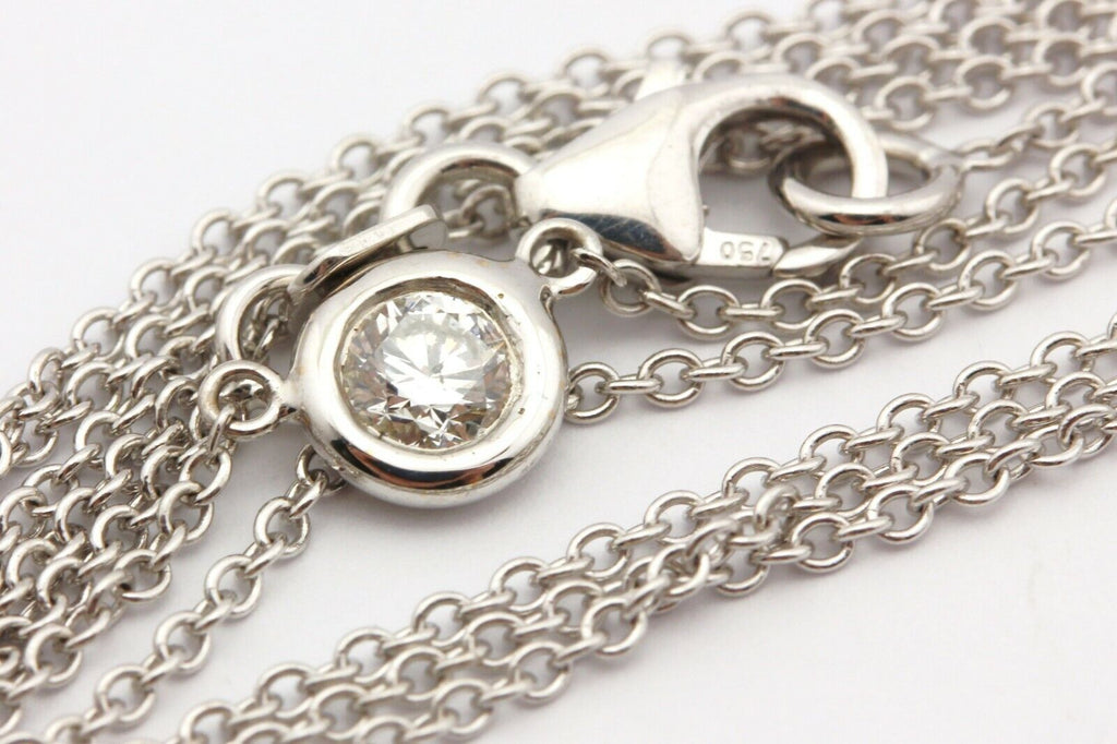 18k white gold 0.20ct round diamond chain necklace F SI2 18 inch lobster 2.57g