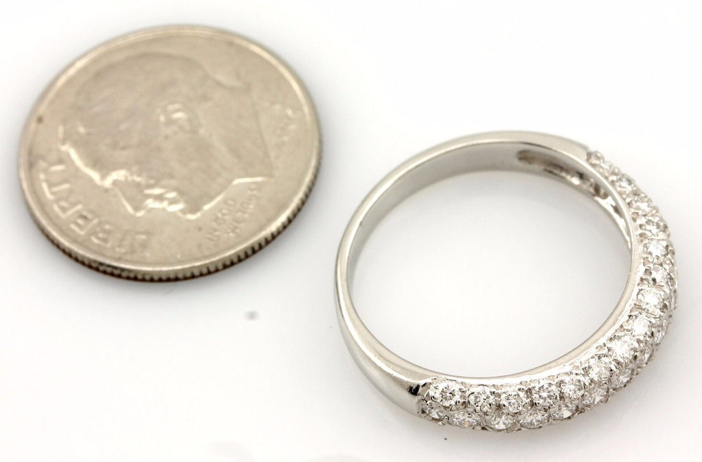 Platinum 0.66ctw round diamond pave wedding band 3.7mm ring size 5.25 NEW 3.67g