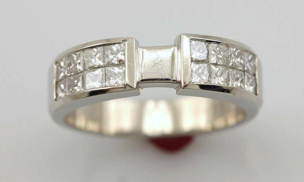 Platinum 0.83ctw princess diamond invisible set engagement ring semi mount NEW