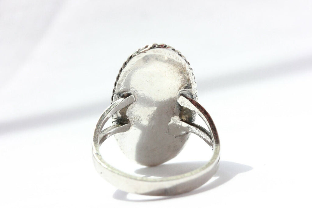 sterling silver natural blue turquoise ring 23x13mm oval cabochon size 6 4.5g