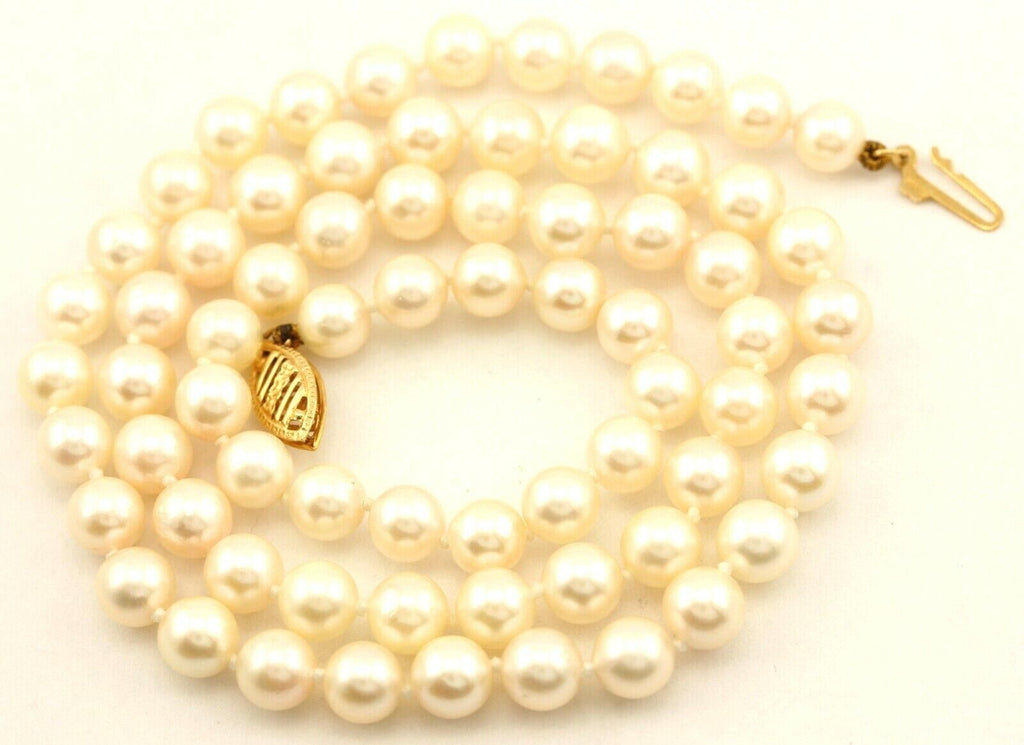 14k yellow gold 18" strand necklace 5.5-6.0mm cultured pearl round white NEW