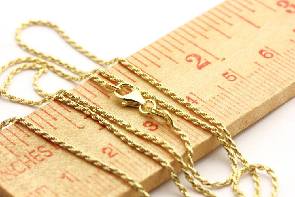 14k yellow gold rope chain necklace lobster 18 inch 1.1mm 2.79g new