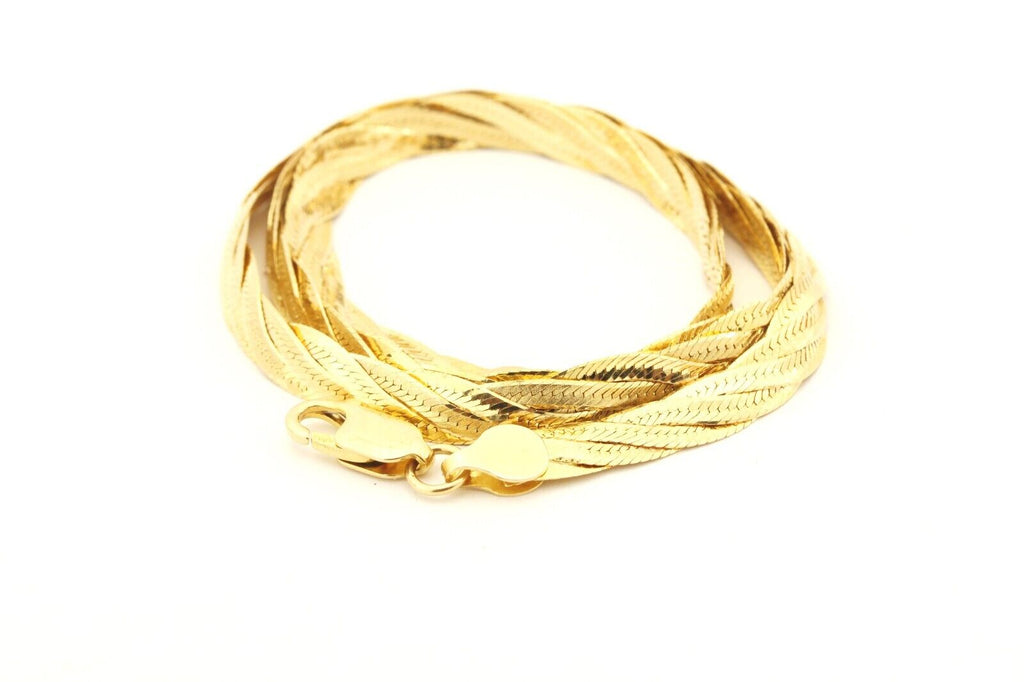 14k yellow gold herringbone weave chain necklace 18 inch 6mm lobster 15.45g