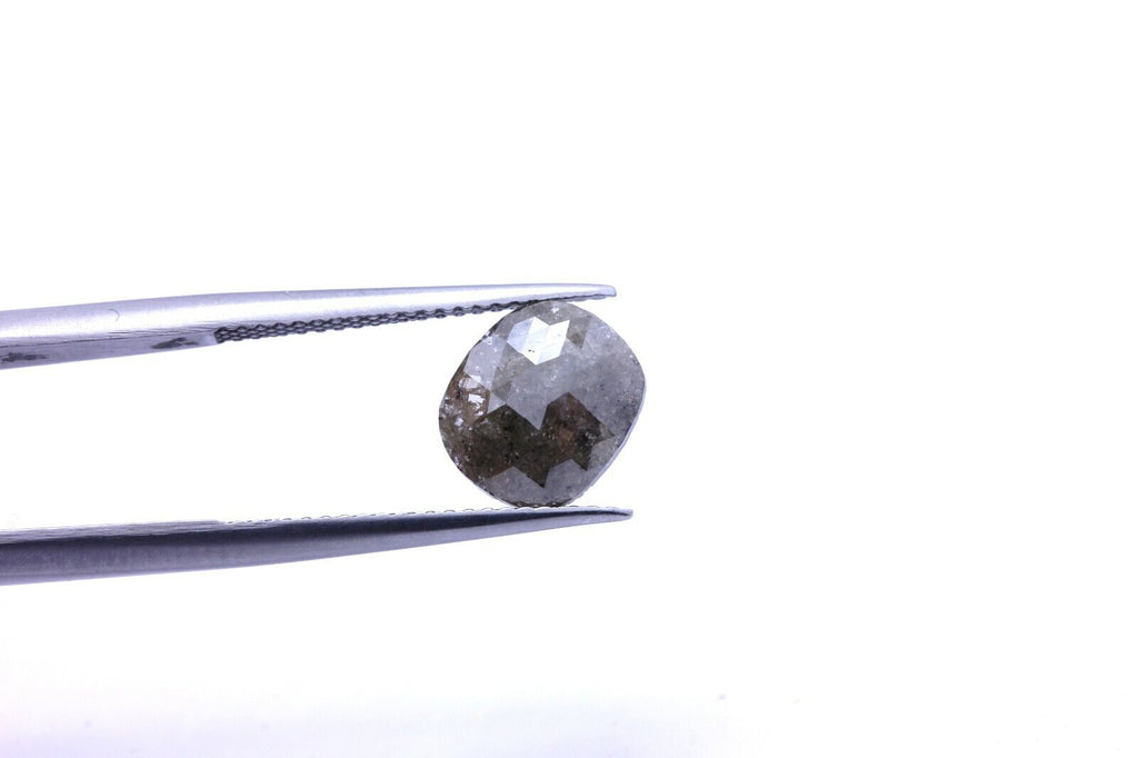 rose cut cushion diamond 1.80ct 9.41x8.15 loose light brown grey natural new