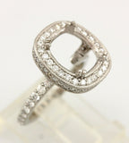 Platinum 10x8mm cushion halo 1ctw diamond engagement ring semi mount sz 5 NEW