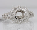 14k white gold bezel set bridal halo setting engagement ring MARS 4.7g sz 6.5